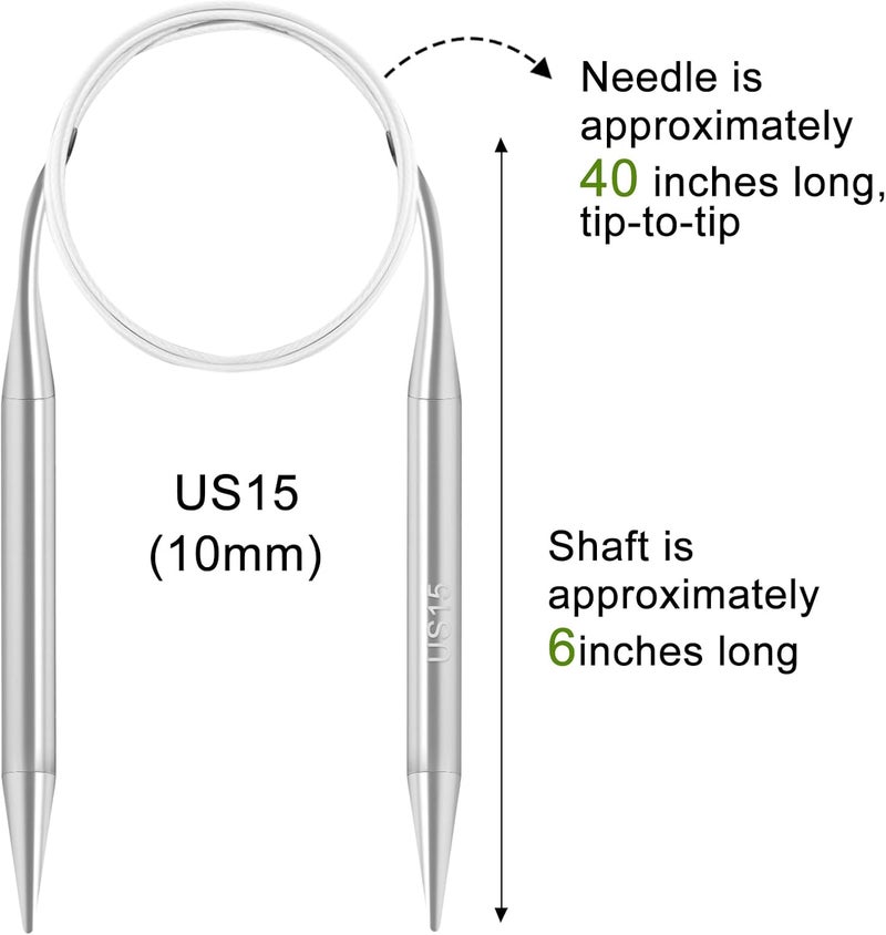 Soosui 10 mm Circular Knitting Needles US15 |40 inches/100 cm | Suitable for Beginners to Knit Sweaters, Scarves, Blankets and Other Projects! - Image 2